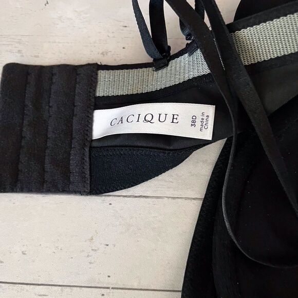 Cacique Plus Bra Harness Boost Strapless Stay Put Lace Detail Size 38D Tropical - Picture 7 of 12